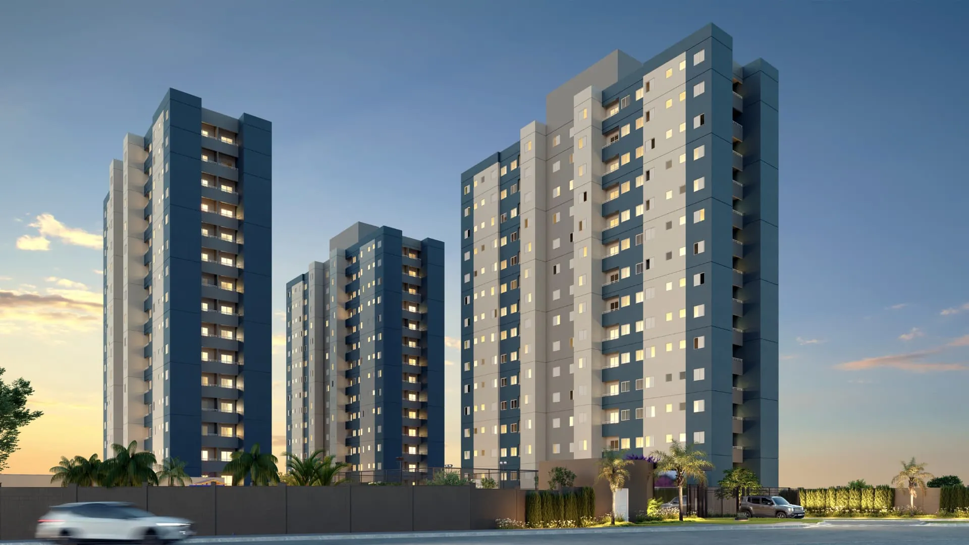 Fachada do Altiz, empreendimento residencial em Taubaté-SP