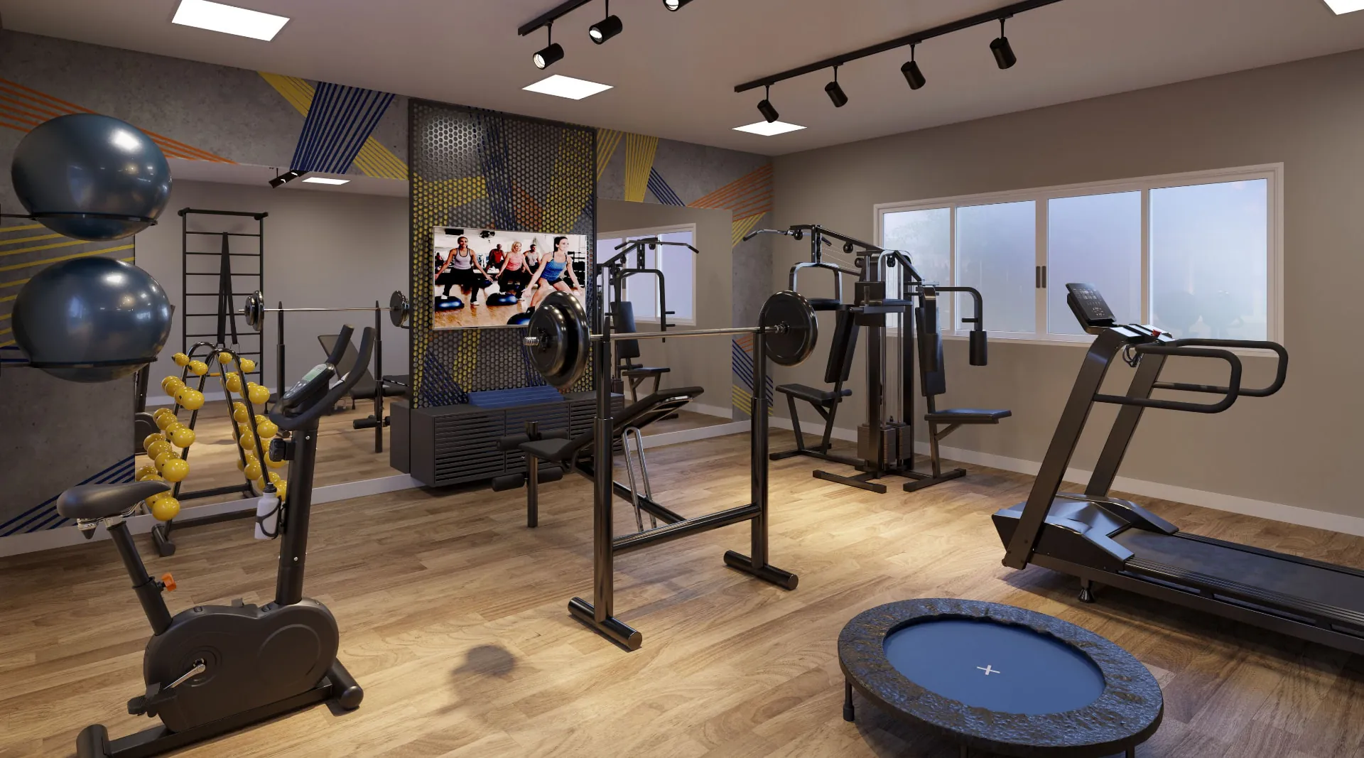 Espaço fitness equipado